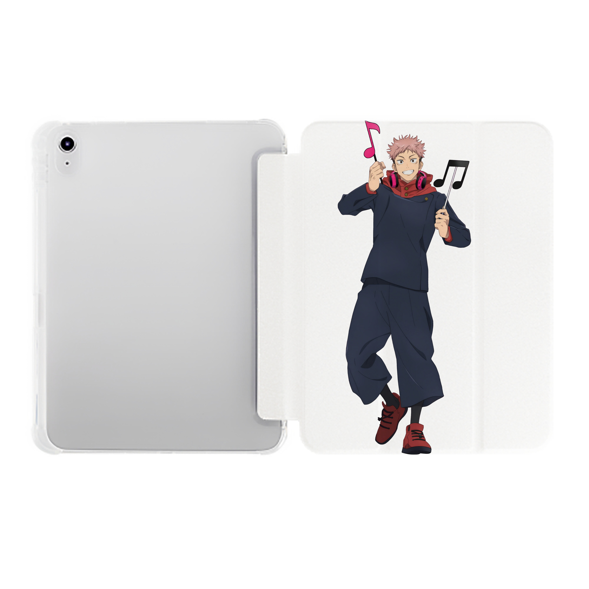 （画像用） 呪術廻戦 Jujutsu Kaisen IPad ケース ペン収納付き 三つ折りスタンド PUレザー×シリコン 対応機種9.5/10.5/10.9インチ